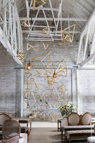 industrial wedding decor geometric aisle J Wiley Photography