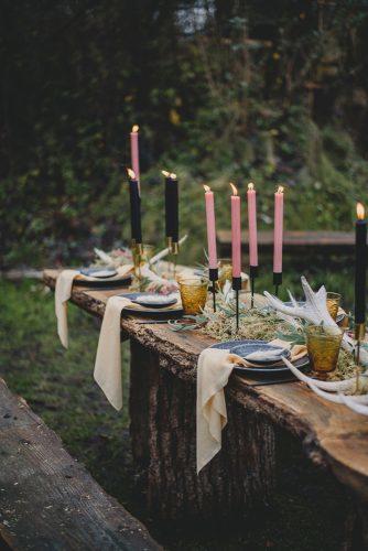 summer wedding trends outdoor natural woodland table with candles georgia rachael photography