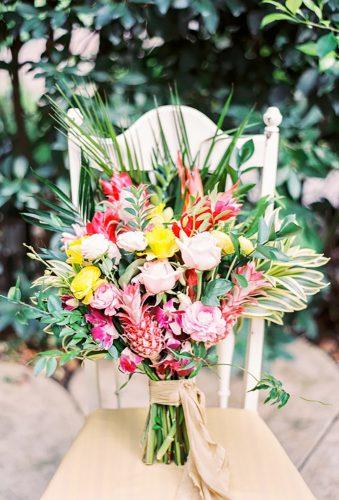 tropical wedding bouquets color bouquet Angelica Chang Photography