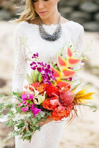 tropical wedding bouquets elegant color bouquet Vanessa Velez Photography