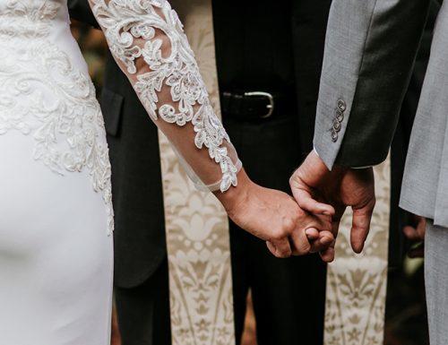 wedding ceremony script bride and groom holding hands