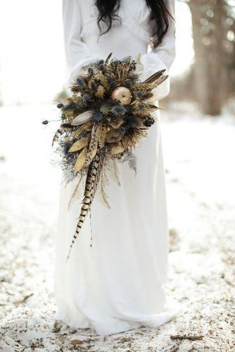 wedding dried flowers bouquets boho bouquet for bride Larmand Photography