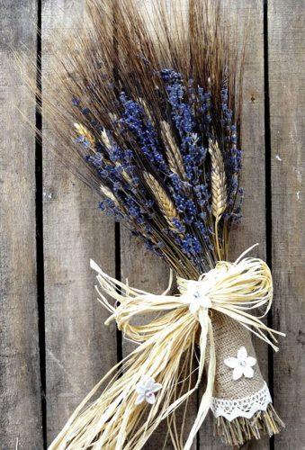 wedding dried flowers bouquets lavender with burlap RusticHouse11