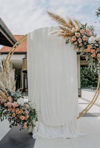 wedding floral moon gates boho gate with tulle bucketfullof roses