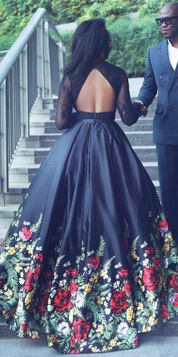 black wedding dresses open back with long sleeves floral sheri hill