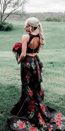 black wedding dresses sheath open back floral appliques with train missprissgowns