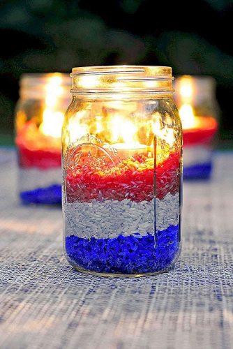 independence day wedding 4th of july candlesticks in jars with black red white colored with rice shewearsmanyhats
