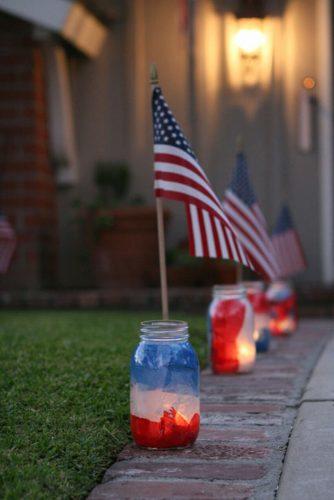 independence day wedding 4th of july diy candlesticks mason jars blu red and white with american flag fourflightsoffancy