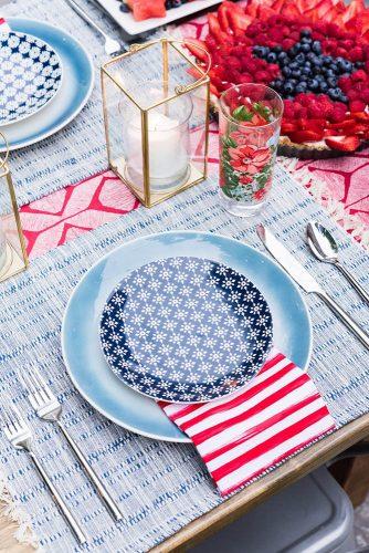 independence day wedding 4th of july original blue white and red patterns on outdoor table alice g patterson