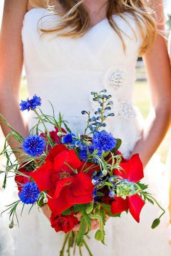 independence day wedding bouquet with bright red and blue flowers la vida creations photography