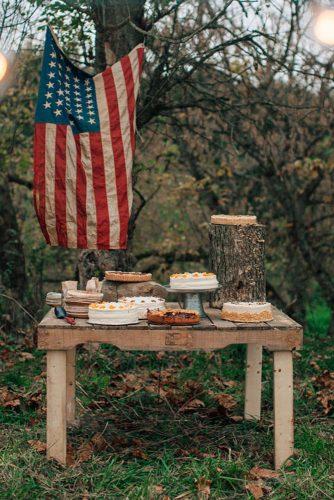 independence day wedding outdoor rustic reception dessert table american flag decor love is a big deal