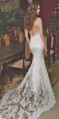 mermaid wedding dresses v back lace with train demetriosbride