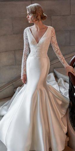 mermaid wedding dresses with long sleeves v neckline lace sarehnouri