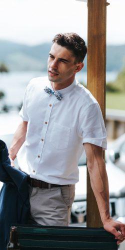 wedding dress code beach shirt with cap sleeves bow tie 