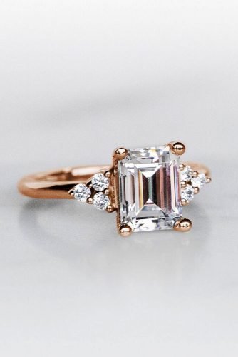 Verlobungsringe im Smaragdschliff Roségold Verlobungsringe Einzigartige Verlobungsringe Diamondnexus