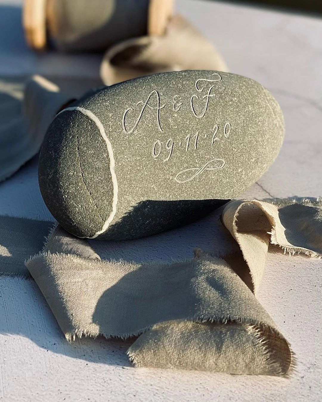 nautical wedding engraved sea stone