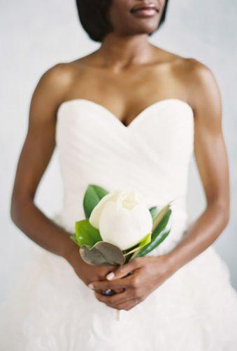 single stem wedding bouquets close magnolia Buffy Dekmar Photography