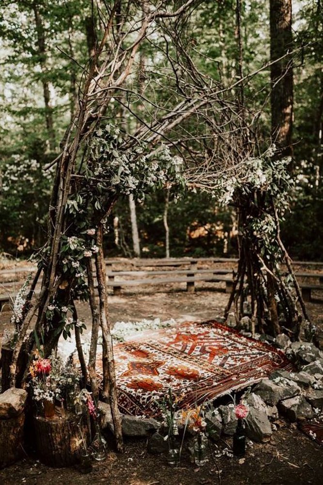 forest wedding theme forest ceremony decor India Earl