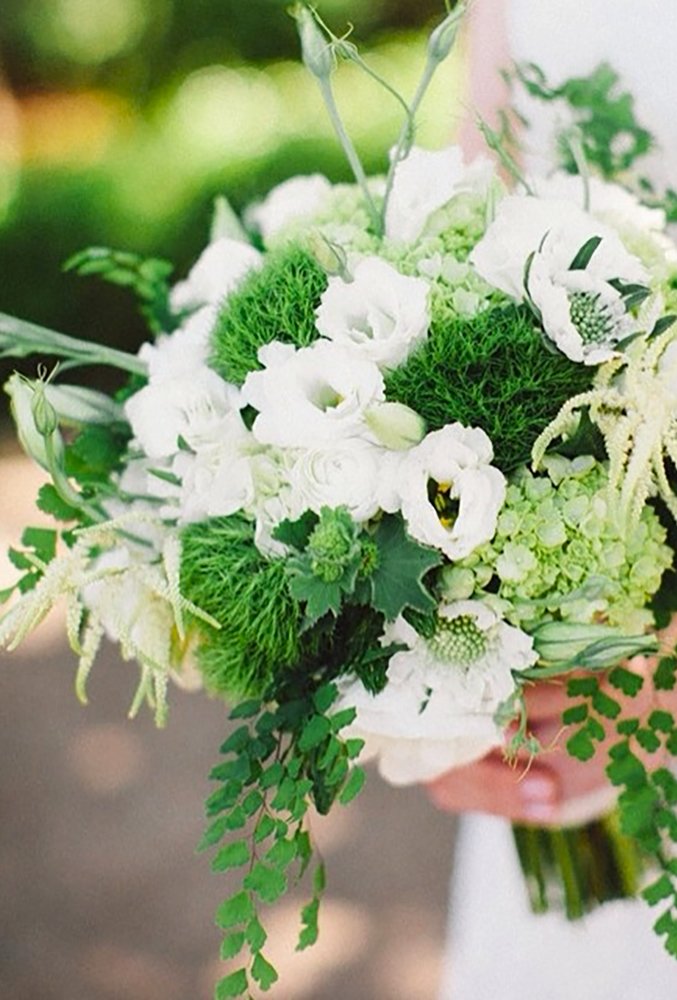 green wedding florals white green bouquet