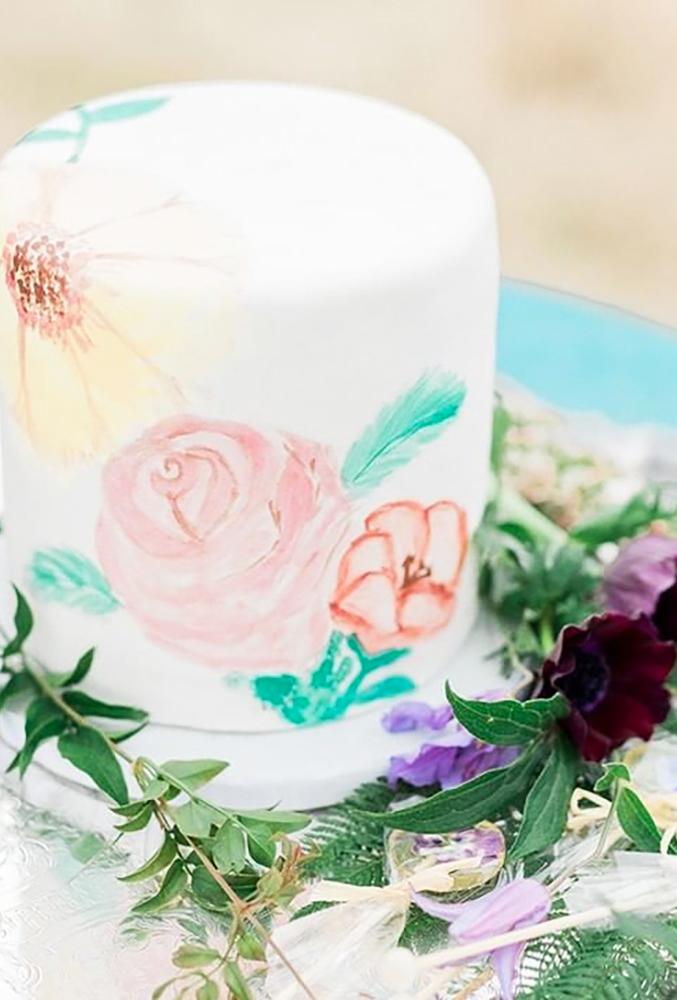 handpainted wedding cakes small floral cake