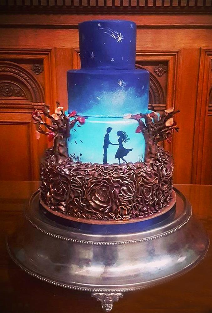 handpainted wedding cakes unique cake with couple vanilla_nova_cakes