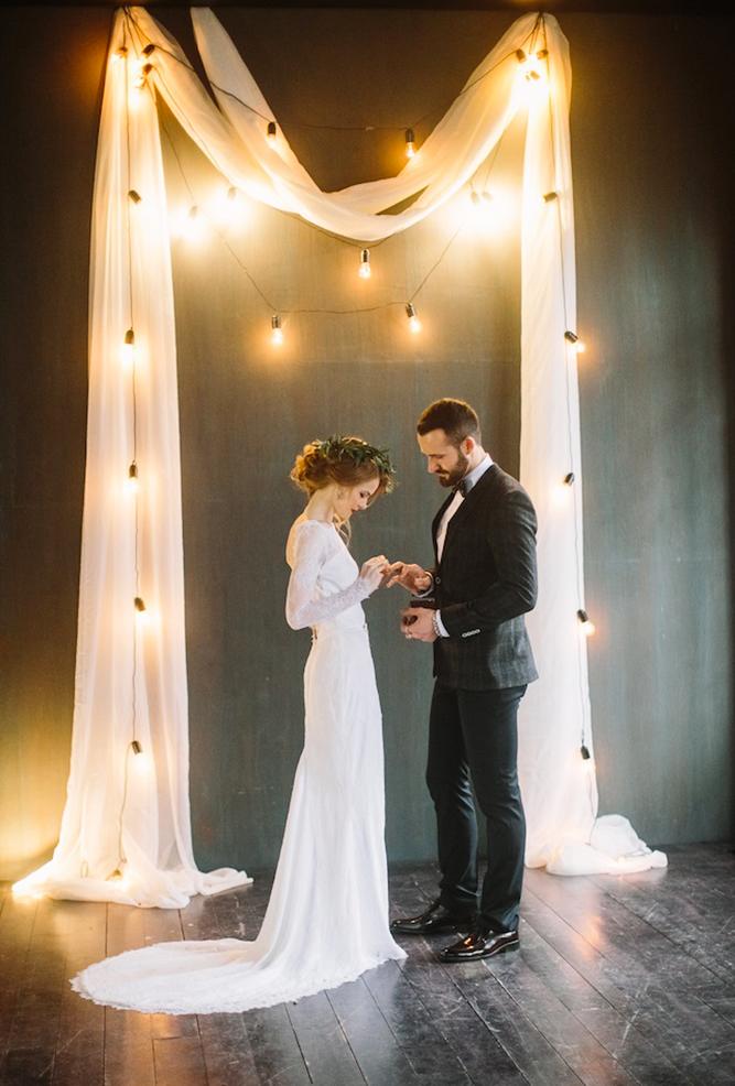 industrial wedding decor light arch