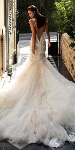 fit and flare open back wedding dress