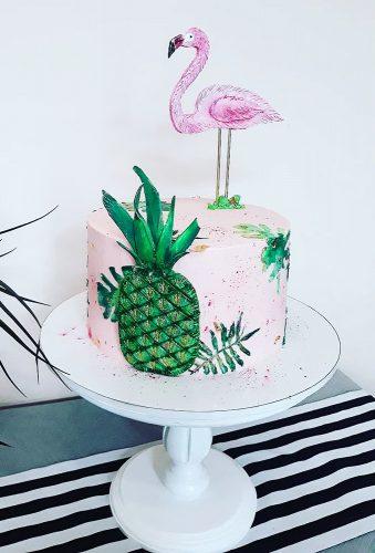 tropical wedding cake trends small cake with flamingo mariia dubeniuk