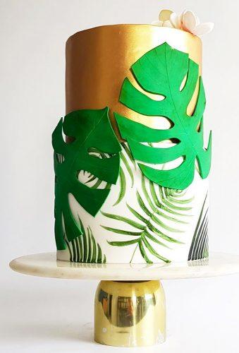 tropical wedding cake trends tropical leaf decor claireownecakes