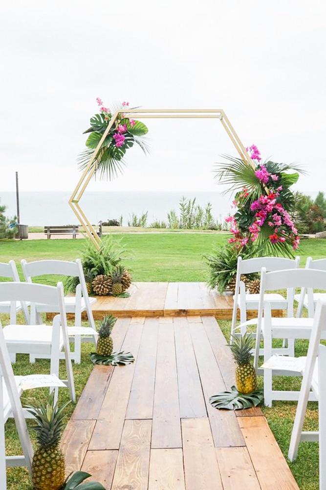 tropical wedding decor beach ceremony decor Taylor Abeel Photography