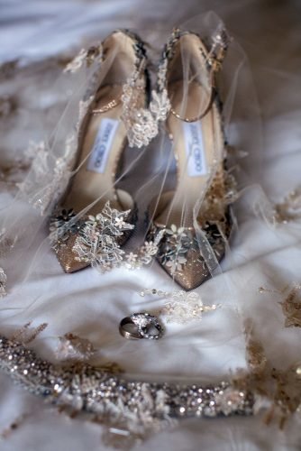 wedding party pictures bridesmaid accessories gold shoes wedding rings and lace veil samuel lippke studios