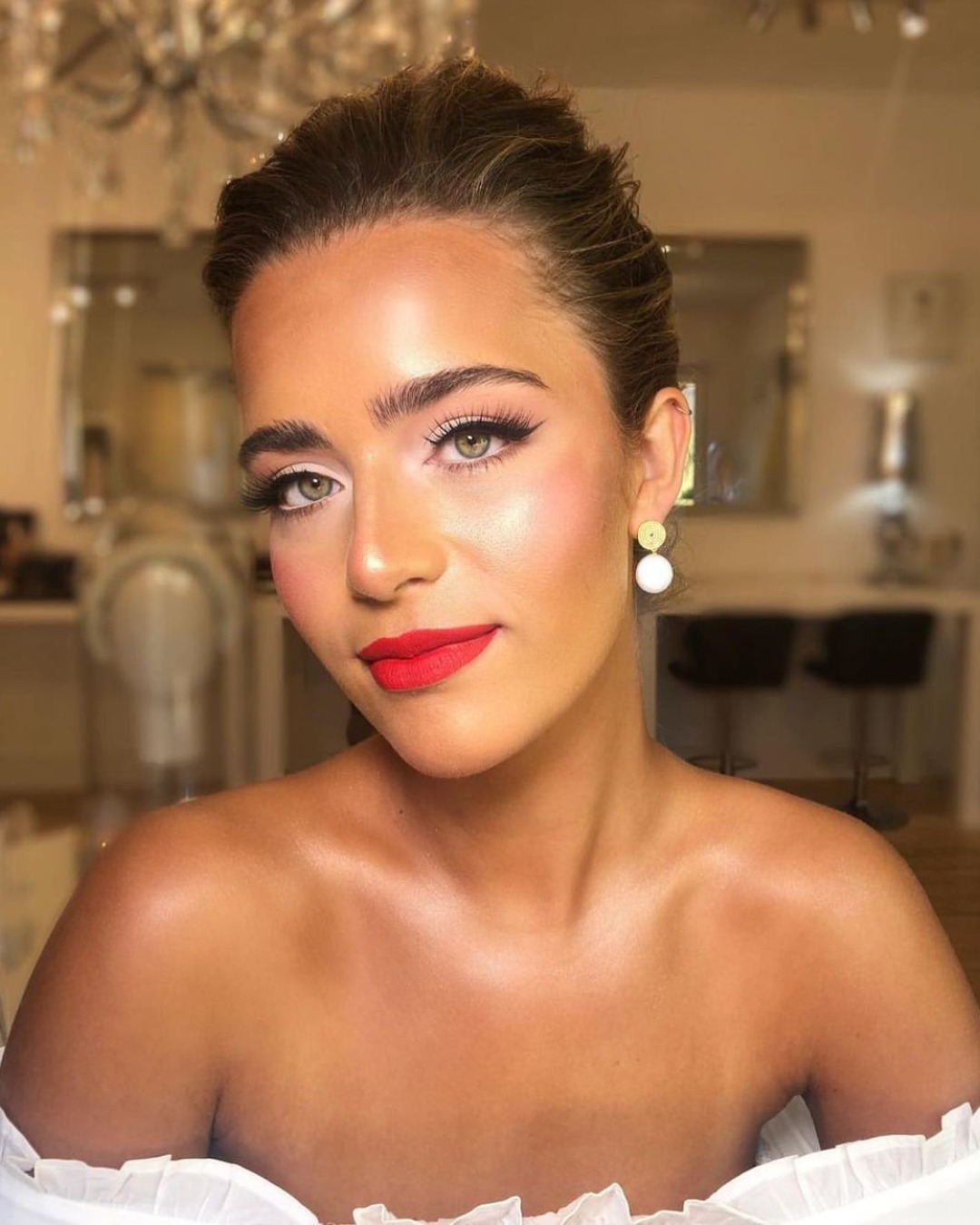 boho wedding makeup red lips