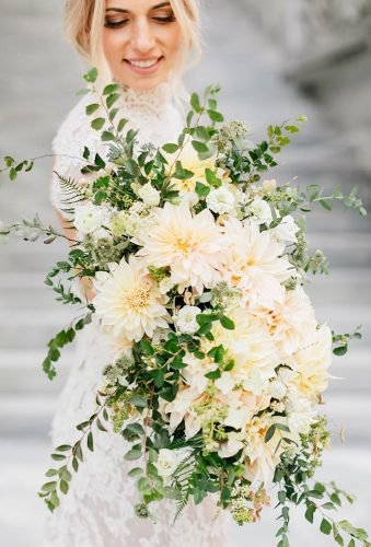 dahlias wedding bouquets white cascade bouquet emilywrenphoto