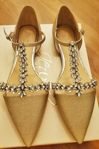 badgley mischka gold flats