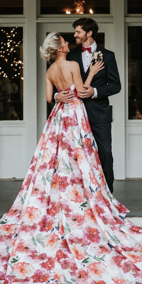 colorful floral wedding dresses