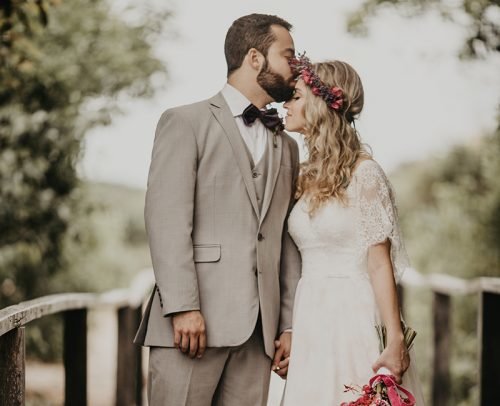 simple wedding ceremony script groom kissing bride