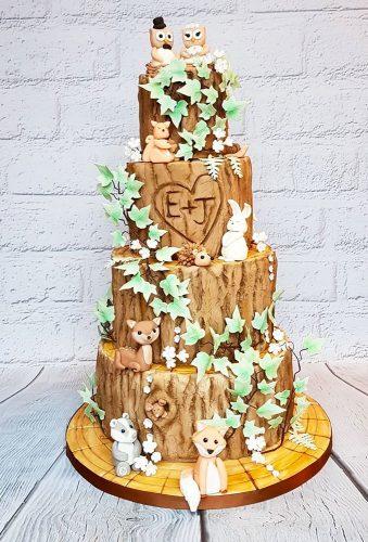 woodland themed wedding cakes cake with flower and animals poppy jane cakes
