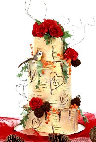 woodland themed wedding cakes cake with red flowers strawberryskycakes