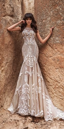 katherine joyce wedding dresses fit and flare lace beige 2020