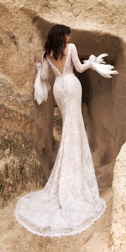 katherine joyce wedding dresses fit and flare with long sleeves lace illusion back 2020