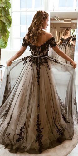 black wedding dress with white lace