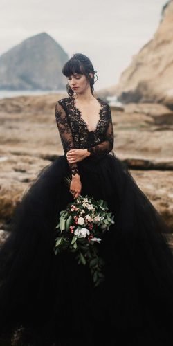 black wedding gowns with sleeves