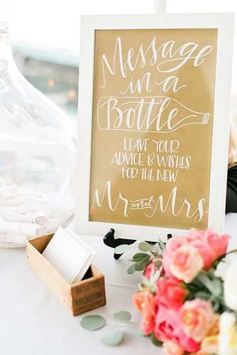 country wedding ideas sign message in the bottle