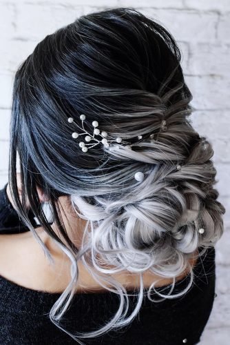 ombre wedding hairstyles volume low updo dark and grey with pearls hairspray_studio