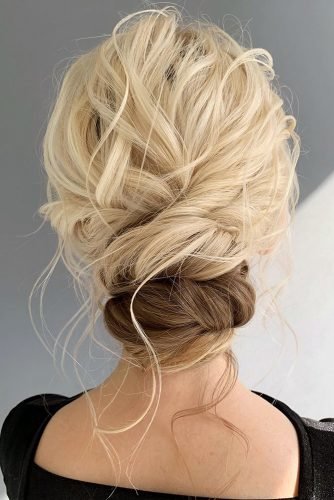 ombre wedding hairstyles wavy hair low bun hair_by_pustovalova