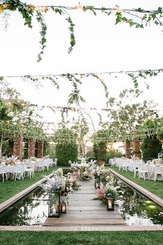 outdoor wedding ideas greenery and string lights