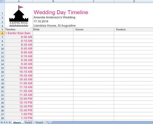 wedding planning spreadsheet astlehallcreative wedding day timeline spreadsheet