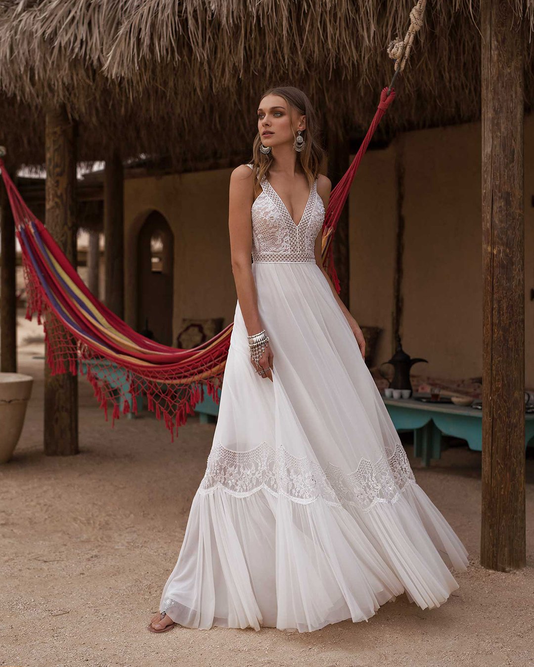 boho wedding dresses a line v neckline delicate lace beach asafdadush