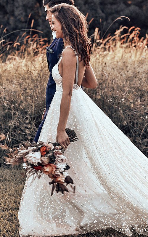Bohemian Lace Wedding Dresses With Sleeves | Beach Wedding Dresses