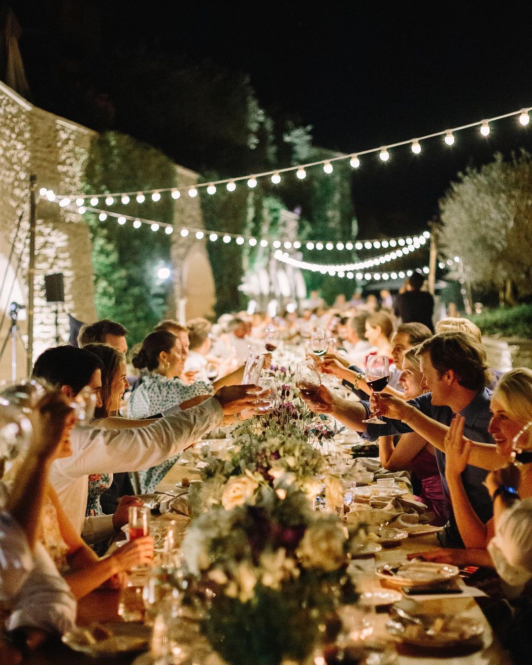 irish wedding toast guests table lights